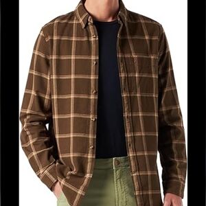 Fjallraven Övik Comfort Flannel Shirt Brown Plaid Men's Size Large